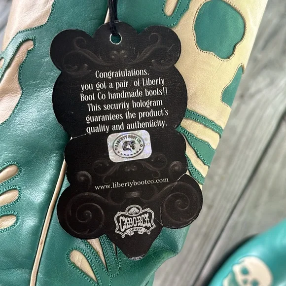 Liberty handmade turquoise skull inlay boots - Picture 7 of 7